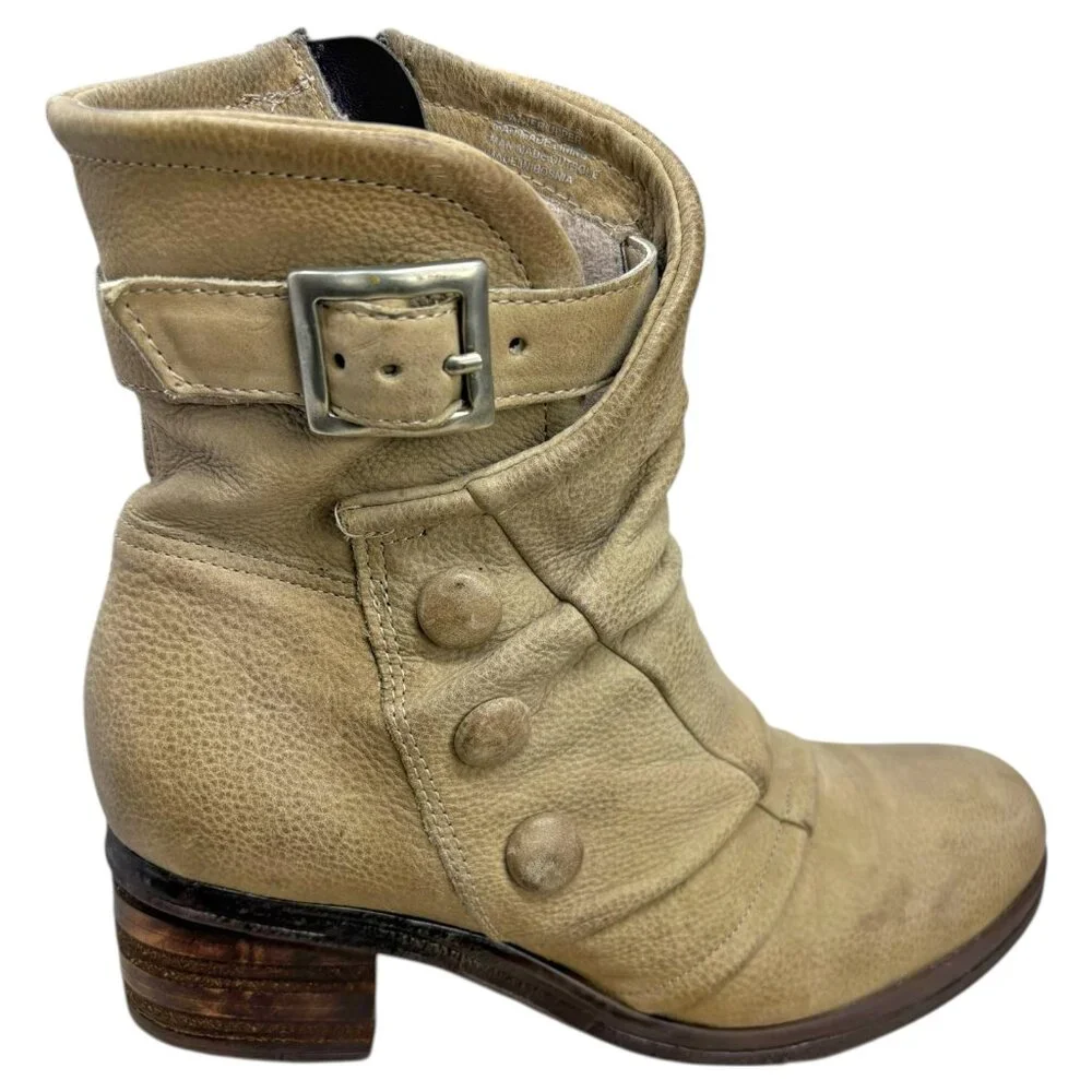 Miz Mooz Sidney Taupe Leather Button‎ Ankle Boots